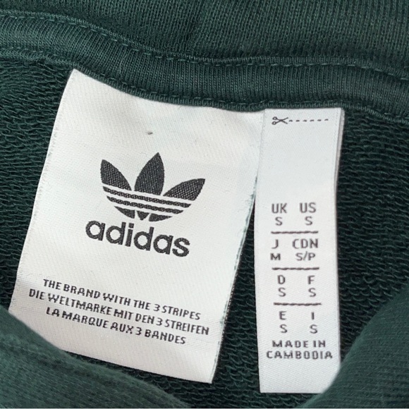 Adidas dark Green Sweatshirt arm tape Hoodie Mens Vented Trefoil Pocket Cotton S - Picture 13 of 16